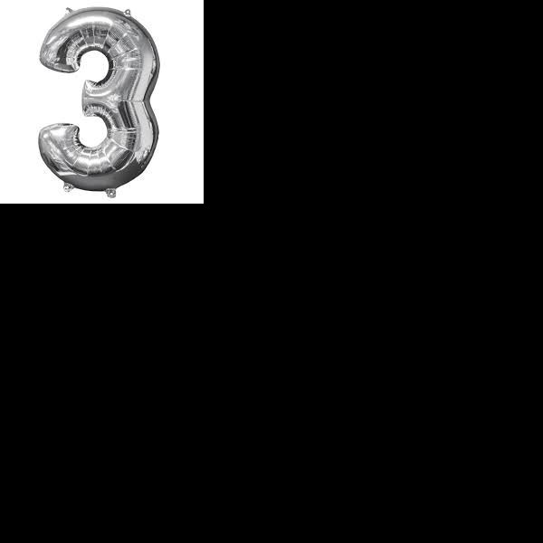 GLOBO NUMERO 3 PLATEADO 3S 40 C.12